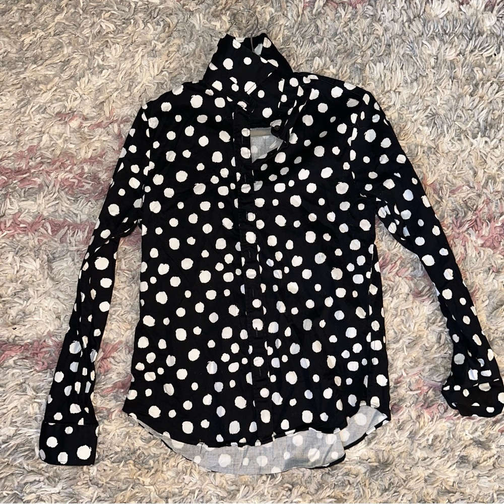 The Shirt by Rochelle Behrens Black and White Polka Dot Button-Down Shirt